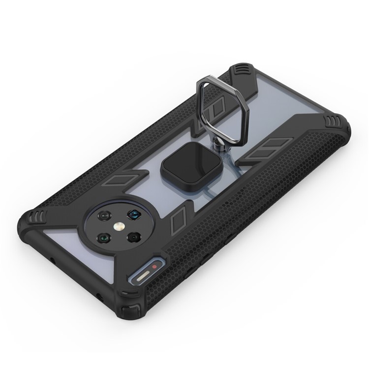 Warrior Style Finger Ring Kickstand PC+TPU Hybrid Case for Huawei Mate 30 Pro - Black-10