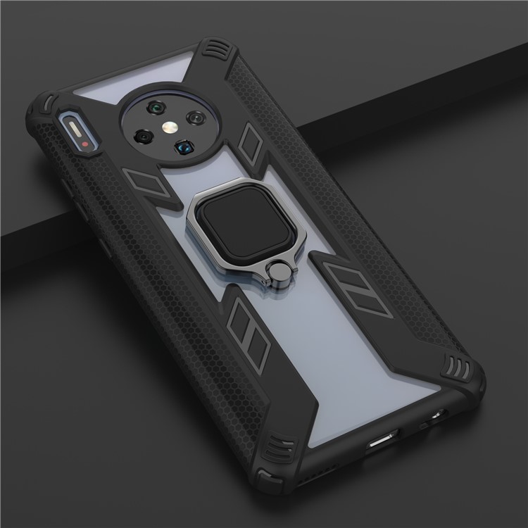 Warrior Style Finger Ring Kickstand PC+TPU Hybrid Case for Huawei Mate 30 Pro - Black-13