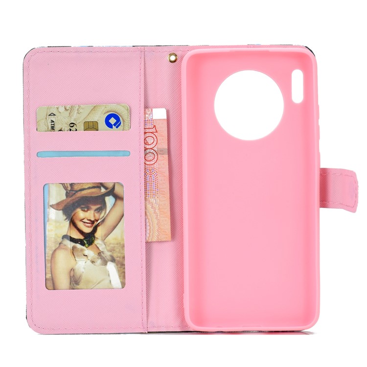 Pattern Printing Magnetic Leather Stand Case for Huawei Mate 30 - Blue Butterfly-10