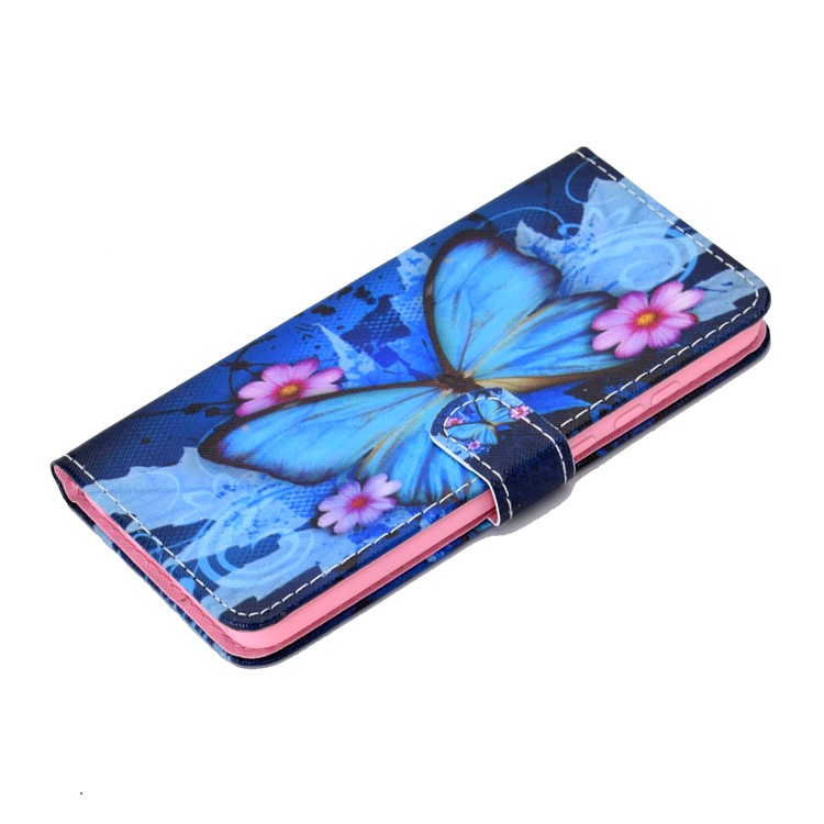 Pattern Printing Magnetic Leather Stand Case for Huawei Mate 30 - Blue Butterfly-5