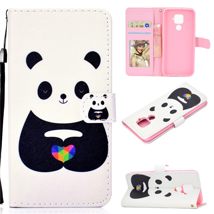 Pattern Printing Leather Wallet Case for Huawei Mate 30 Lite / nova 5i Pro - Panda-1