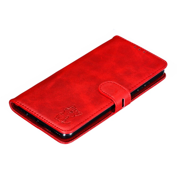 Imprinted Cat Style Surface Leather Wallet Shell Case for Huawei Mate 30 - Red-7