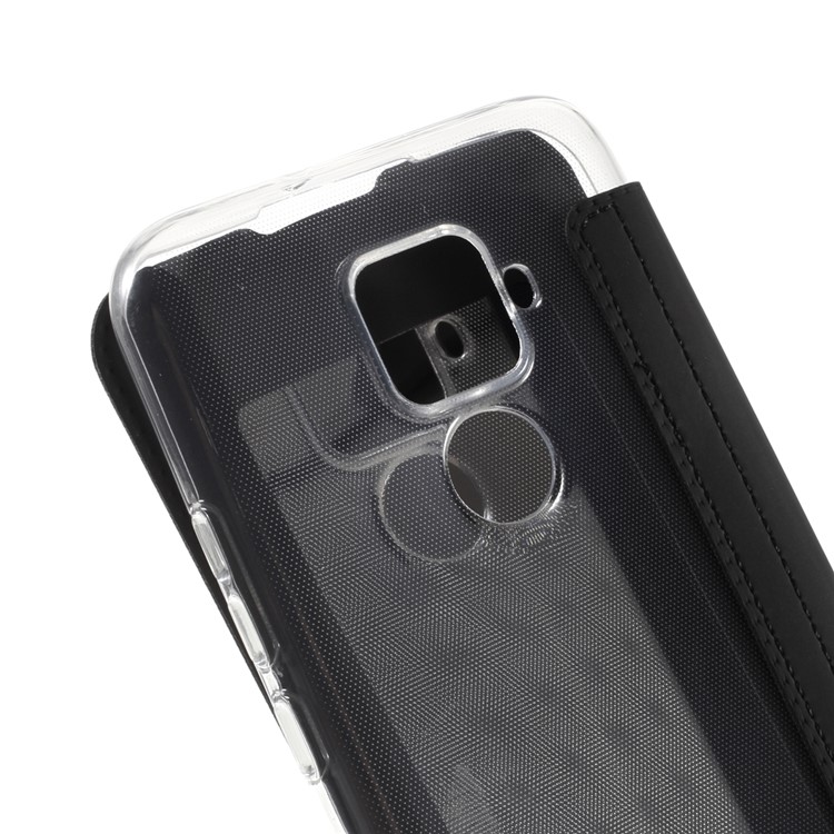 Transparent Plastic Back Case + PU Leather + TPU Case for Huawei Mate 30 Lite / nova 5i Pro - Black-5