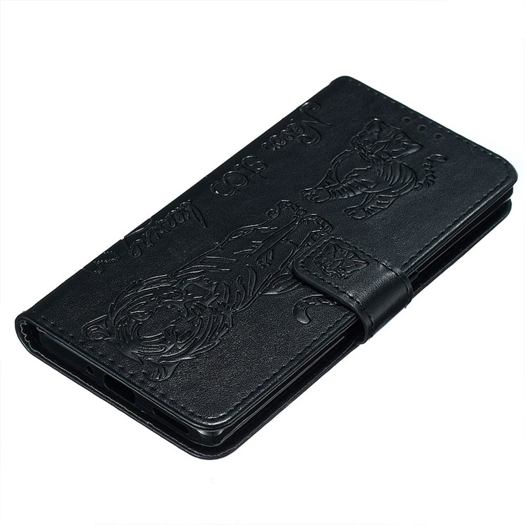 Imprint Tiger Wallet Stand Leather Phone Case for Huawei Mate 30 Pro - Black-4