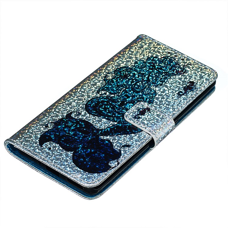 Pattern Printing Glitter Sequins Leather Wallet Phone Case for Huawei Mate 30 Pro - Mermaid-4