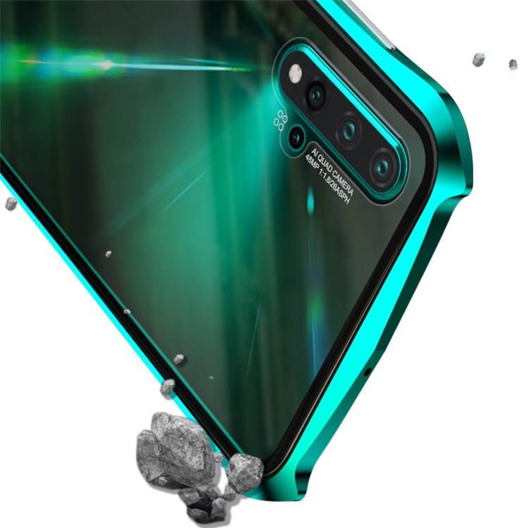 Bat Style Magnetic Installation Metal Frame + Tempered Glass Phone Case for Huawei Nova 5/Nova 5 Pro - Green-6