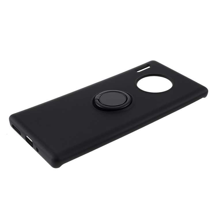 All-wrapped Liquid Silicone Kickstand Cell Cover with Finger Ring for Huawei Mate 30 - Black-3