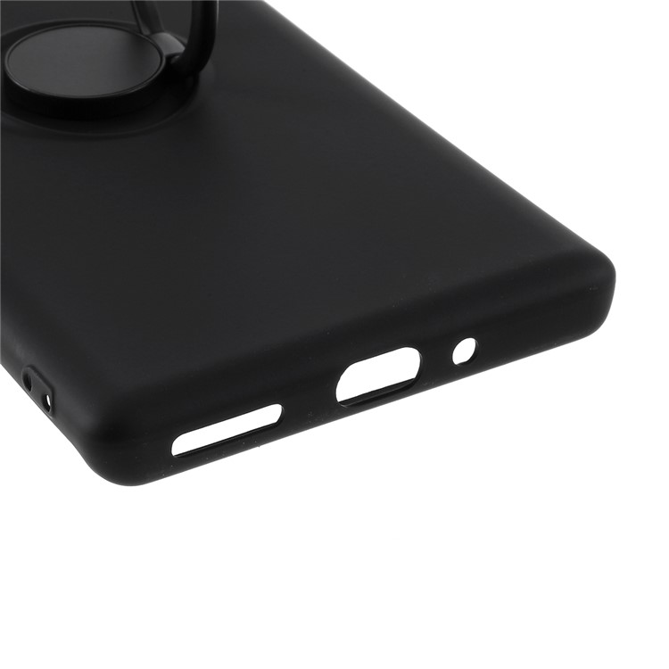 All-wrapped Liquid Silicone Kickstand Cell Cover with Finger Ring for Huawei Mate 30 - Black-4