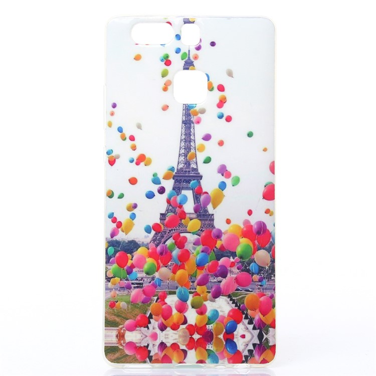 Soft IMD TPU Case for Huawei P9 - Eiffel Tower and Colorized Balloon-1
