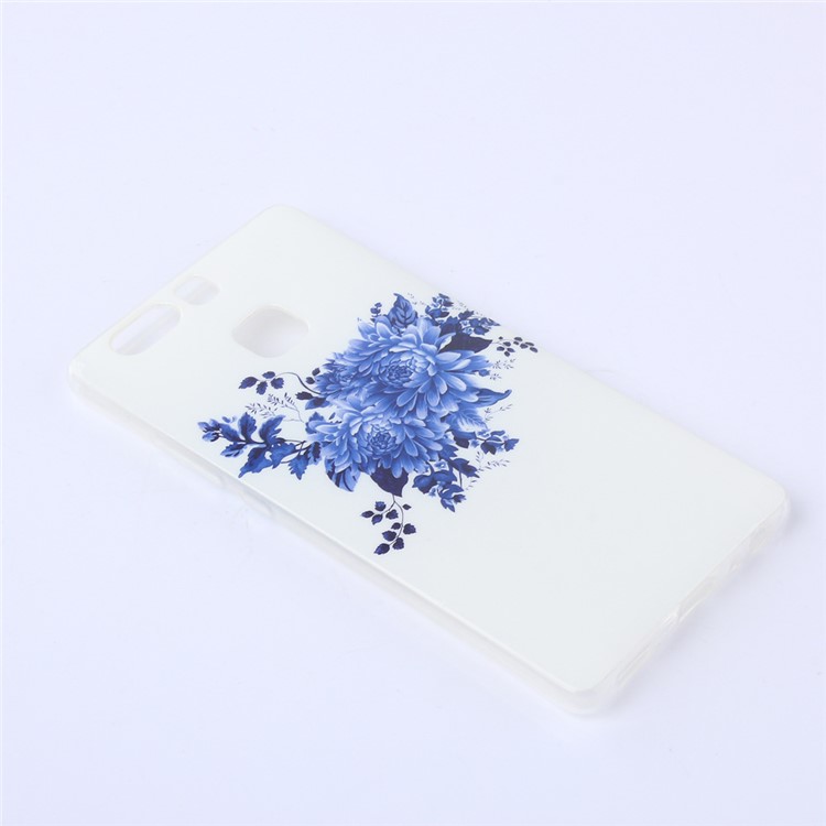 Soft IMD TPU Case Shell for Huawei P9 - Blue Flowers-2