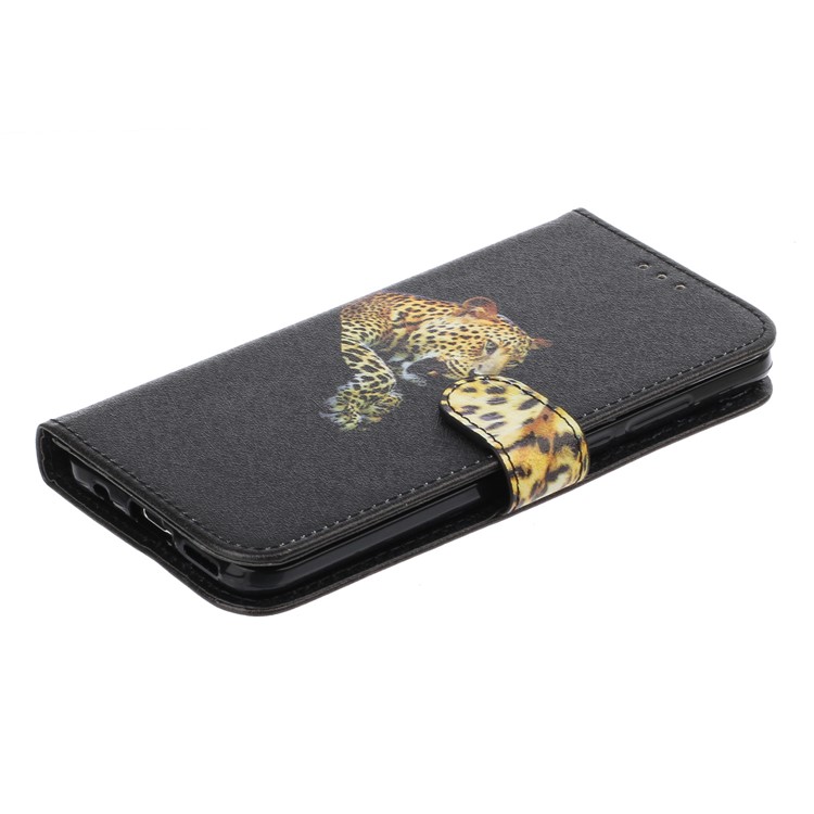 Patrón De Textura De Seda Impresión Soporte De La Carpeta Cubierta De Cuero Para Huawei Lite P30 / 4e Nova - Negro-5