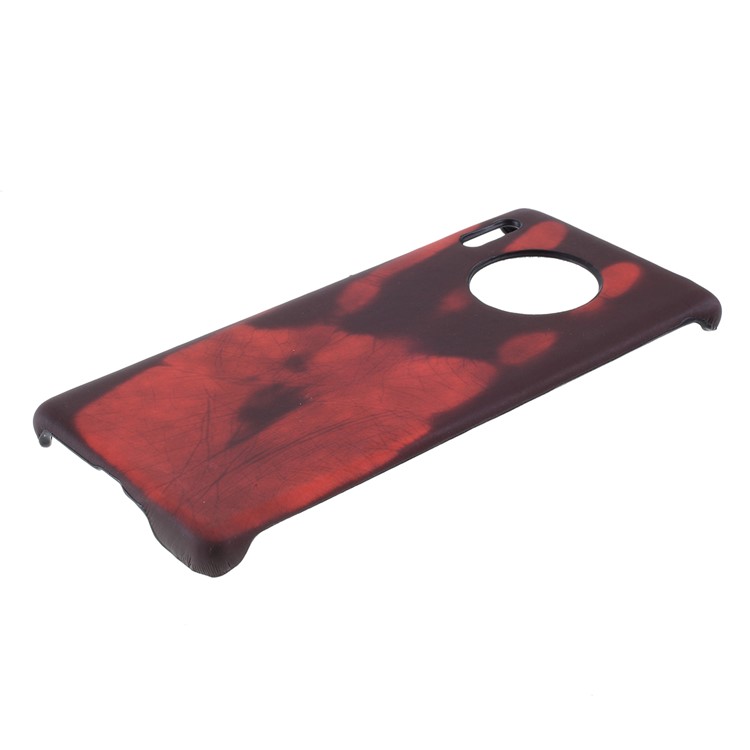 PU Leather Coated PC Back Thermal Induction Fluorescent Color Changing Case for Huawei Mate 30 - Black / Red-1