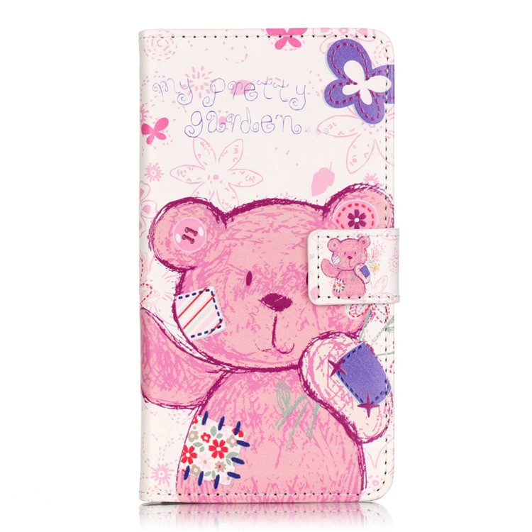 Embossed Leather Card Slots Case for Huawei Y5II / Y5 II - Cute Bear-1