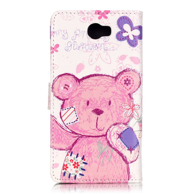 Embossed Leather Card Slots Case for Huawei Y5II / Y5 II - Cute Bear-2