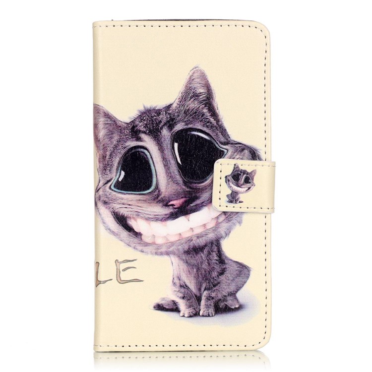 Embossed Leather Card Slots Cover for Huawei Y5II / Y5 II - Lovely Cat-1