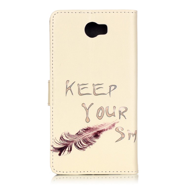 Embossed Leather Card Slots Cover for Huawei Y5II / Y5 II - Lovely Cat-2