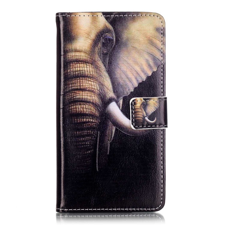 Embossed Leather Stand Case for Huawei Y5II / Y5 II - Elephant Pattern-1