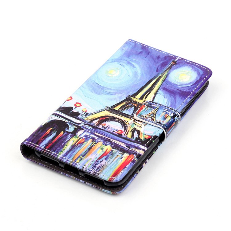 Embossed Leather Wallet Shell Case for Huawei Y5II / Y5 II - Starry Sky and Eiffel Tower-4
