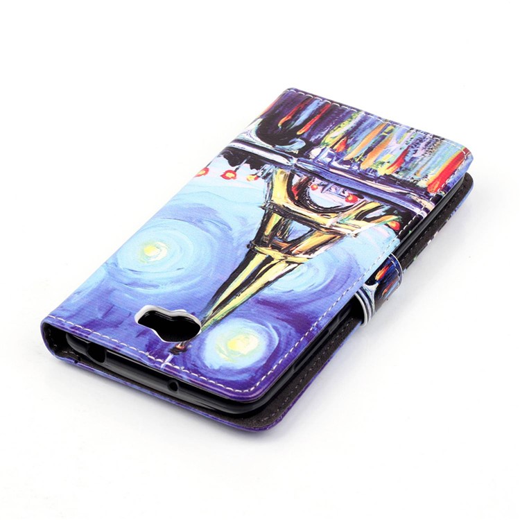 Embossed Leather Wallet Shell Case for Huawei Y5II / Y5 II - Starry Sky and Eiffel Tower-5