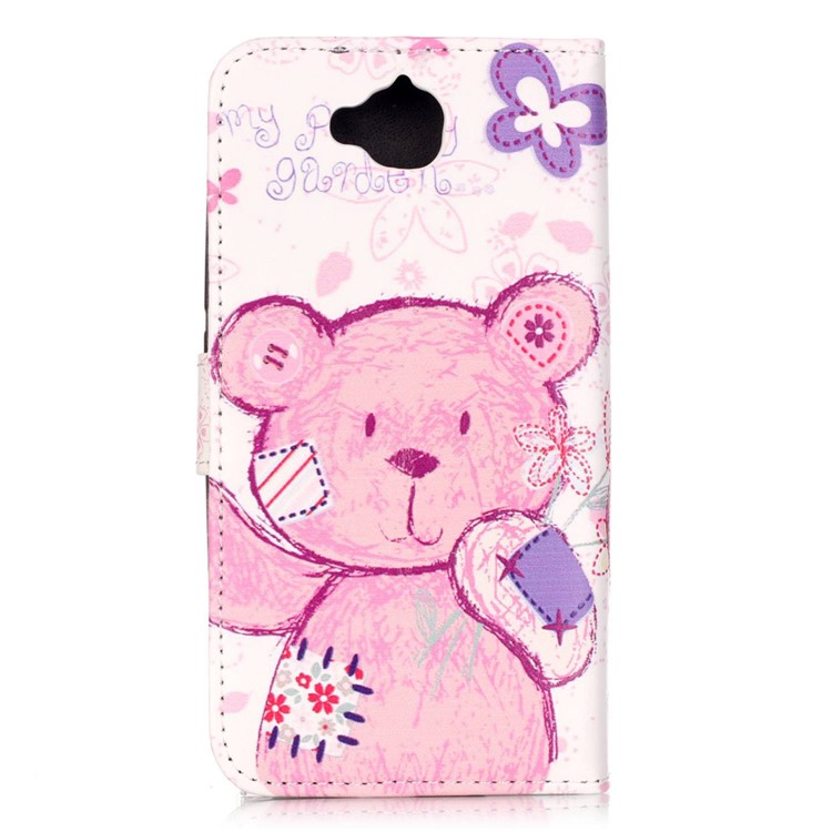 Embossed Leather Wallet Case for Huawei Y6 Pro / Enjoy 5 - Adorable Bear-2