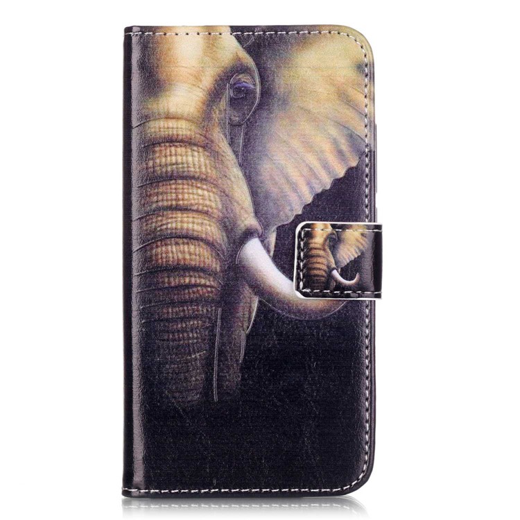 Embossed PU Leather Stand Case for Huawei Y6 Pro / Enjoy 5 - Elephant Pattern-1