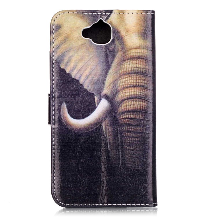 Embossed PU Leather Stand Case for Huawei Y6 Pro / Enjoy 5 - Elephant Pattern-2