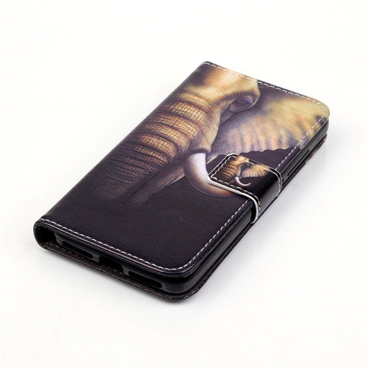 Embossed PU Leather Stand Case for Huawei Y6 Pro / Enjoy 5 - Elephant Pattern-4