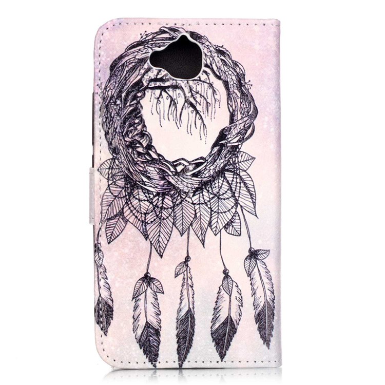 Embossed Card Holder Leather Cover for Huawei Y6 Pro / Enjoy 5 - Dream Catcher-2