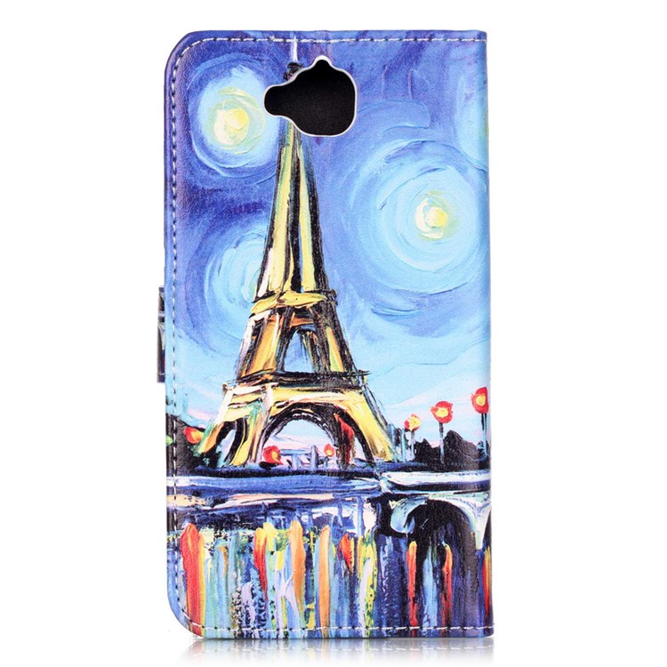 Embossed Leather Protector Case for Huawei Y6 Pro / Enjoy 5 - Starry Sky and Eiffel Tower-2