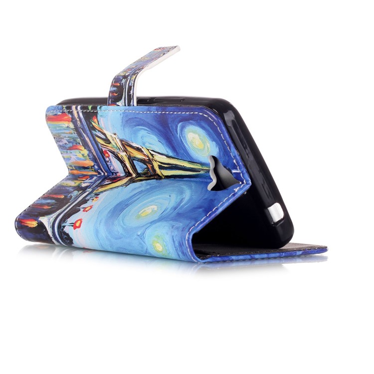 Embossed Leather Protector Case for Huawei Y6 Pro / Enjoy 5 - Starry Sky and Eiffel Tower-3