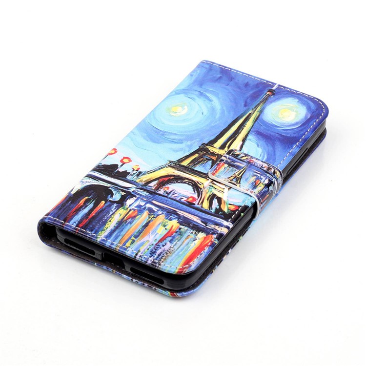 Embossed Leather Protector Case for Huawei Y6 Pro / Enjoy 5 - Starry Sky and Eiffel Tower-4