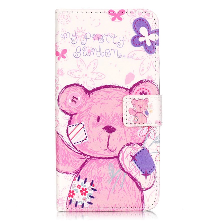 Embossed Leather Card Holder Case for Huawei Honor 5c / GT3 - Cute Bear-1