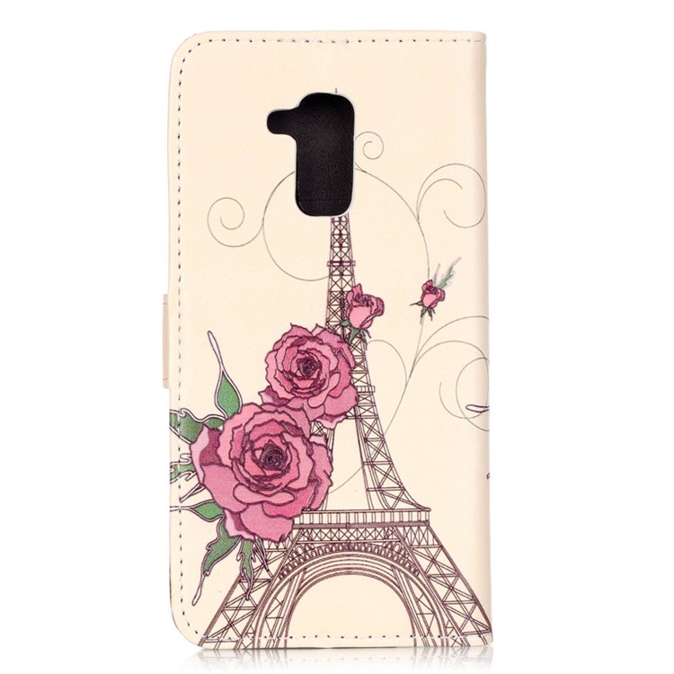Embossed Leather Stand Phone Case for Huawei Honor 5c / GT3 - Flowers and Eiffel Tower-2