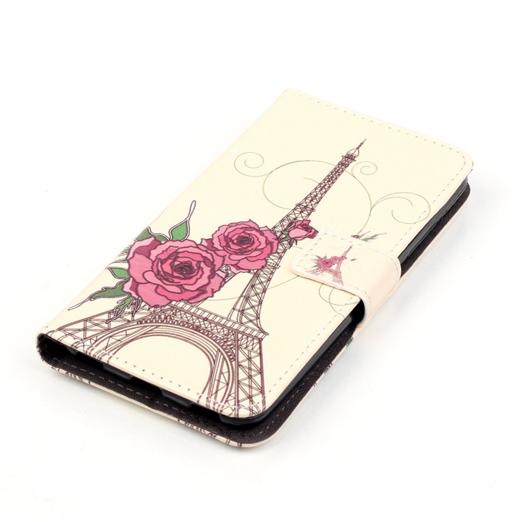 Embossed Leather Stand Phone Case for Huawei Honor 5c / GT3 - Flowers and Eiffel Tower-4