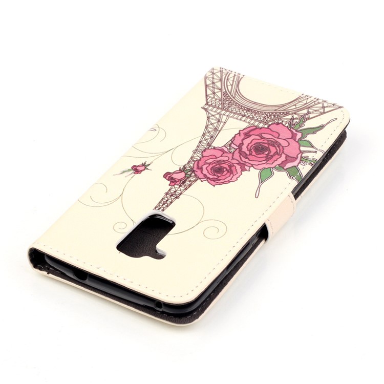 Embossed Leather Stand Phone Case for Huawei Honor 5c / GT3 - Flowers and Eiffel Tower-5