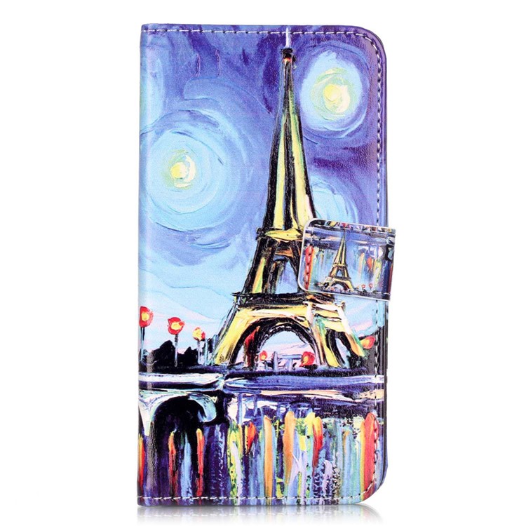 Embossed Leather Stand Flip Cover for Huawei Honor 5c / GT3 - Starry Sky and Eiffel Tower-1