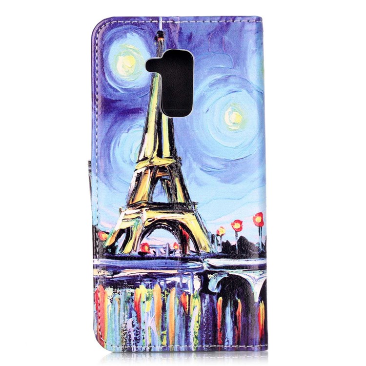 Embossed Leather Stand Flip Cover for Huawei Honor 5c / GT3 - Starry Sky and Eiffel Tower-2
