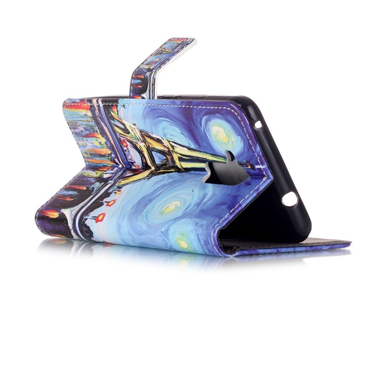 Embossed Leather Stand Flip Cover for Huawei Honor 5c / GT3 - Starry Sky and Eiffel Tower-3
