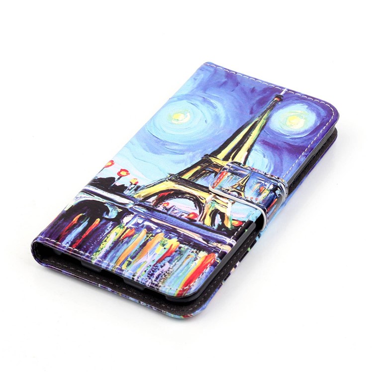 Embossed Leather Stand Flip Cover for Huawei Honor 5c / GT3 - Starry Sky and Eiffel Tower-4
