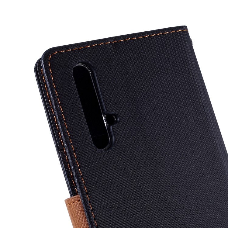 ROAR Twill Grain Leather Wallet Cover for Huawei Honor 20 / nova 5T - Black-4