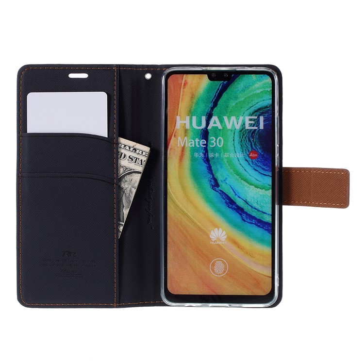 ROAR Twill Grain Leather Wallet Case for Huawei Mate 30 Pro - Black-5