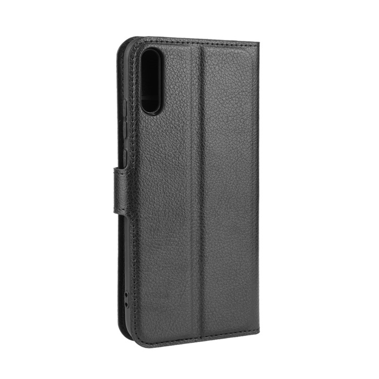 Litchi Skin Wallet Leather Stand Case for Huawei Enjoy 10 - Black-7