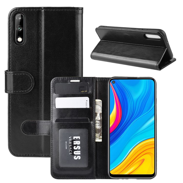 Crazy Horse Wallet Leather Stand Case for Huawei Enjoy 10 - Black-1