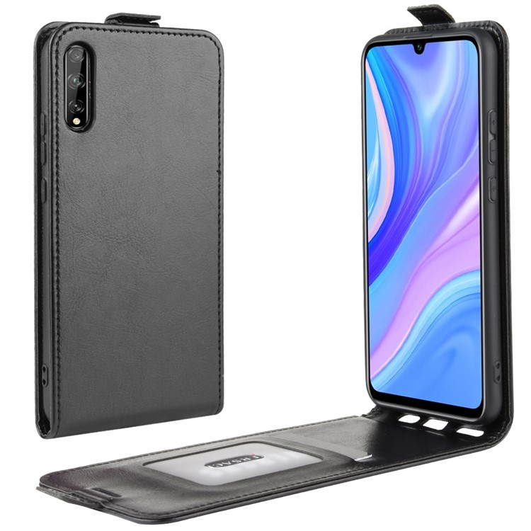 Crazy Horse Leather Vertical Case with Card Slot for Huawei Enjoy 10 - Black-4