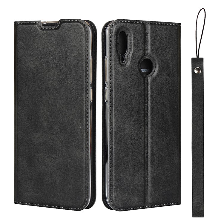 Leather Stand Case with Card Slot for Huawei Honor 10 Lite - Black-1