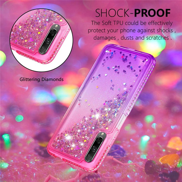 Diamond Decor Gradient Glitter Quicksand TPU Phone Shell for Huawei Honor 9X (For China) / 9X Pro - Rose/Purple-4