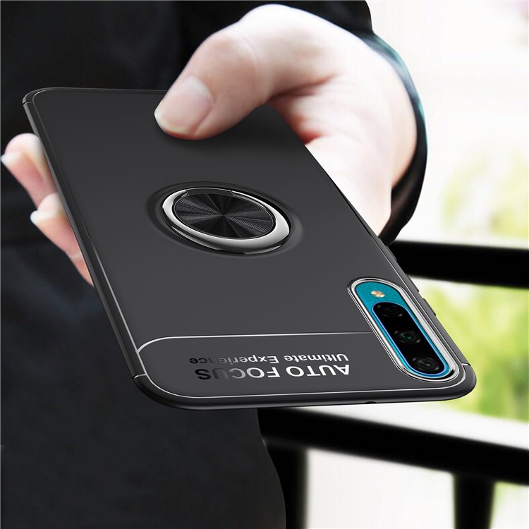 Finger Ring Kickstand TPU Case for Huawei Honor 20 Lite (for China) (Built-in Metal Sheet) - All Black-14