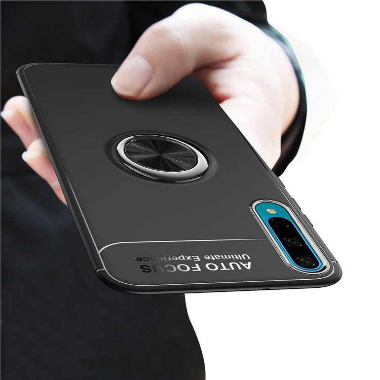 Finger Ring Kickstand TPU Case for Huawei Honor 20 Lite (for China) (Built-in Metal Sheet) - All Black-3