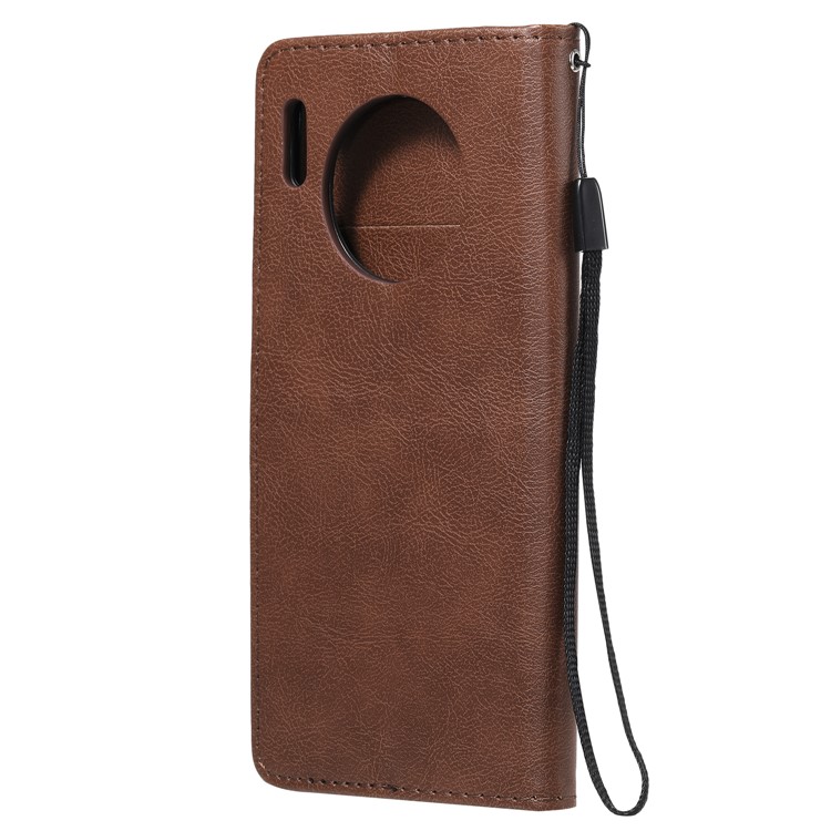 Solid Color Wallet Leather Stand Case for Huawei Mate 30 - Brown-3