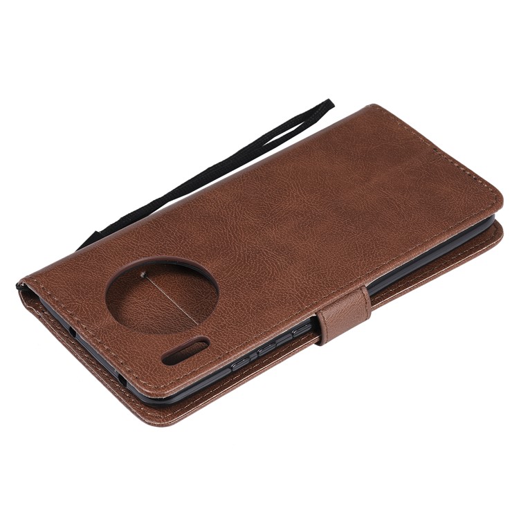 Solid Color Wallet Leather Stand Case for Huawei Mate 30 - Brown-6